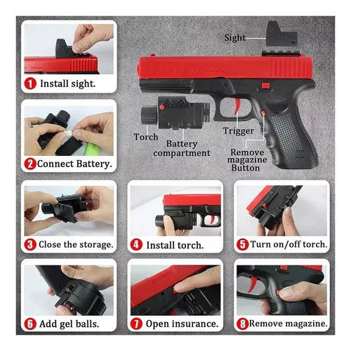 New Lazhu Pistola De Bala De Gel Elétrica X2 Para Crianças